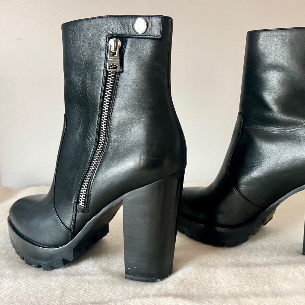 All Saints - Black Leather Moto "Ana" Booties (39)